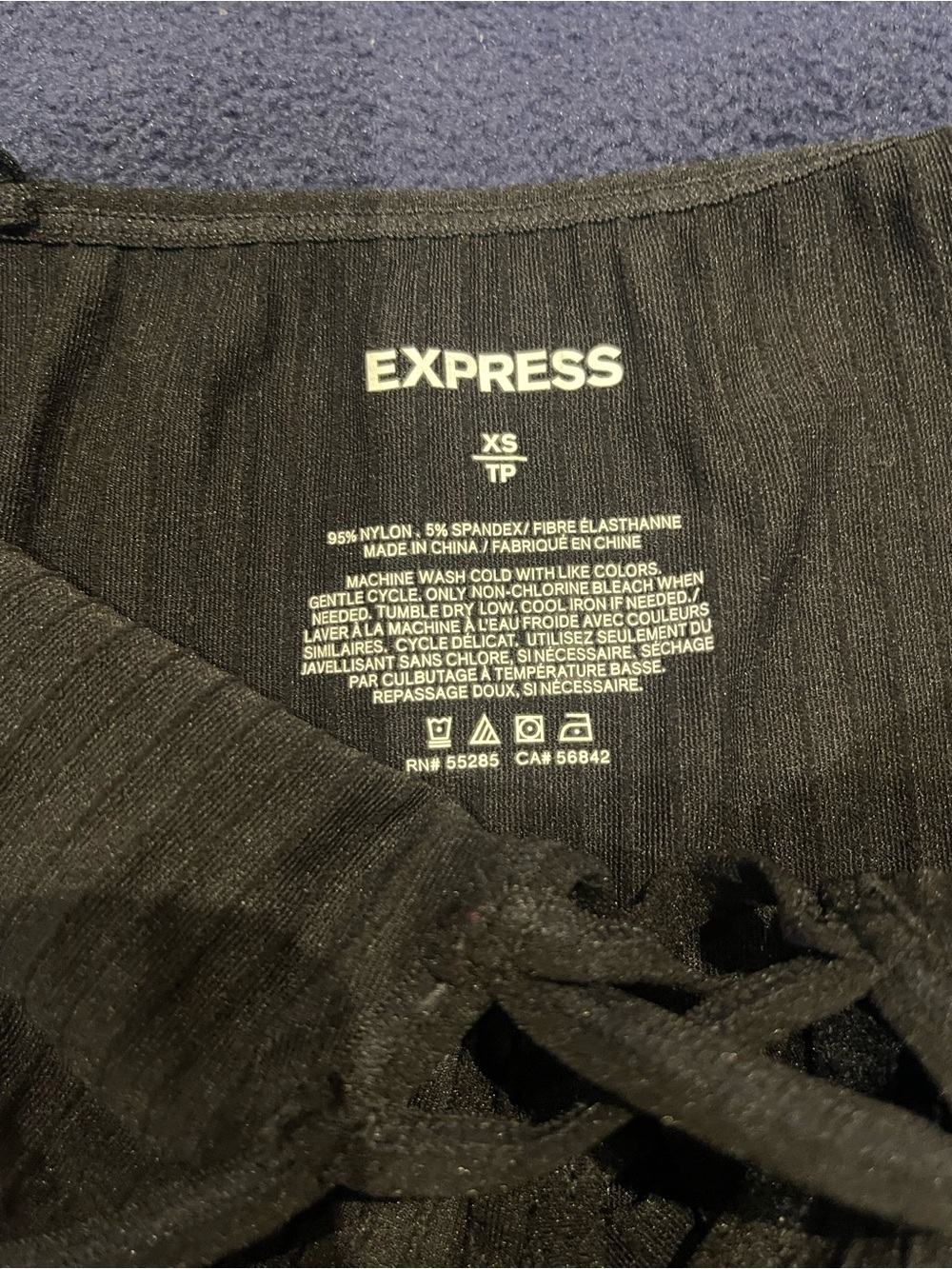 Express black Ribbed Lace-Up Cami - Picture 2 of 4
